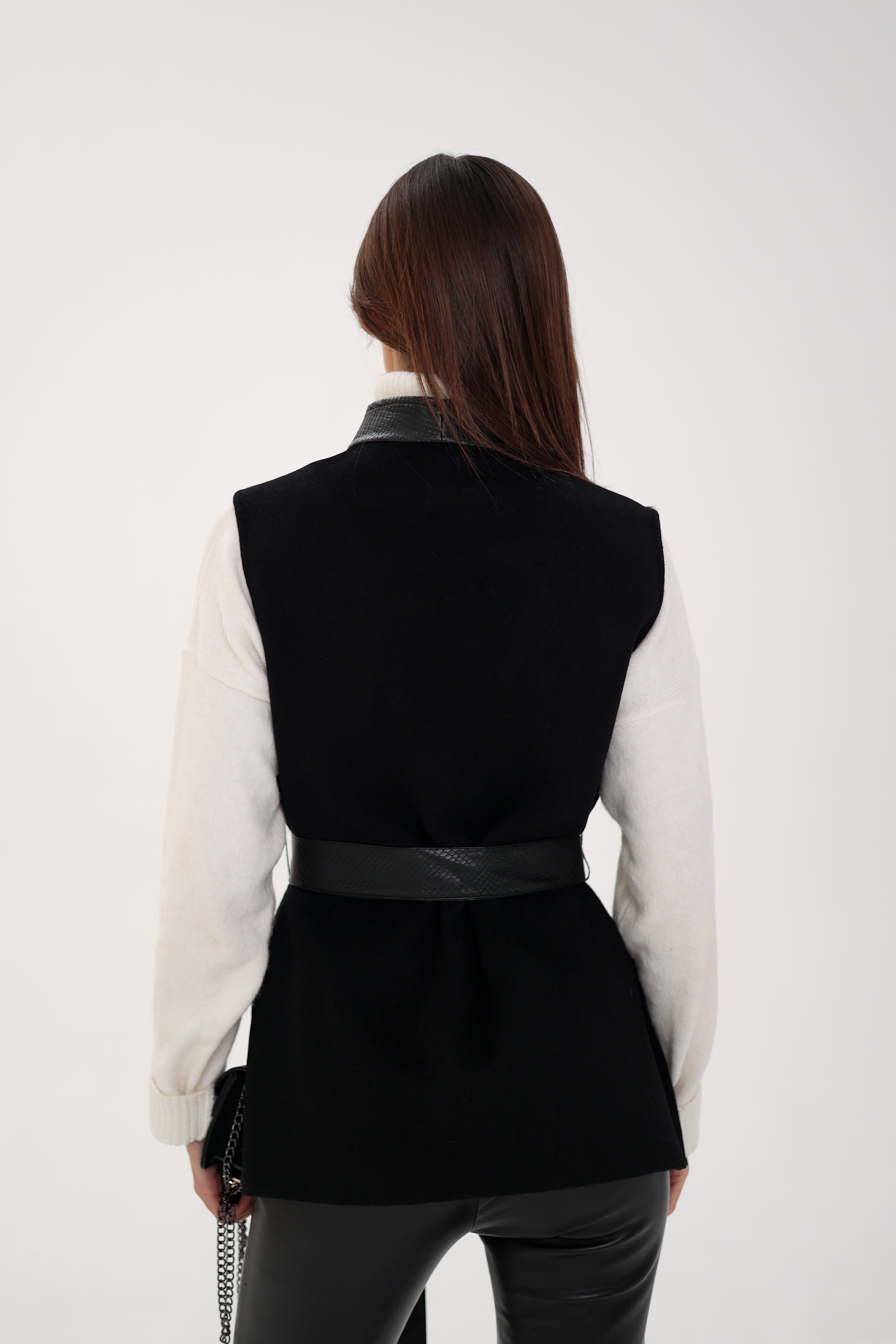 Genuine Mink Fur Leather Trim Wool Vest Alaska® Outerwear Company