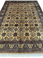 Hand-Knotted Afghan Bukhara Rug 8'4" x 11'10" - Wool, Geometric Patterns Rugistan