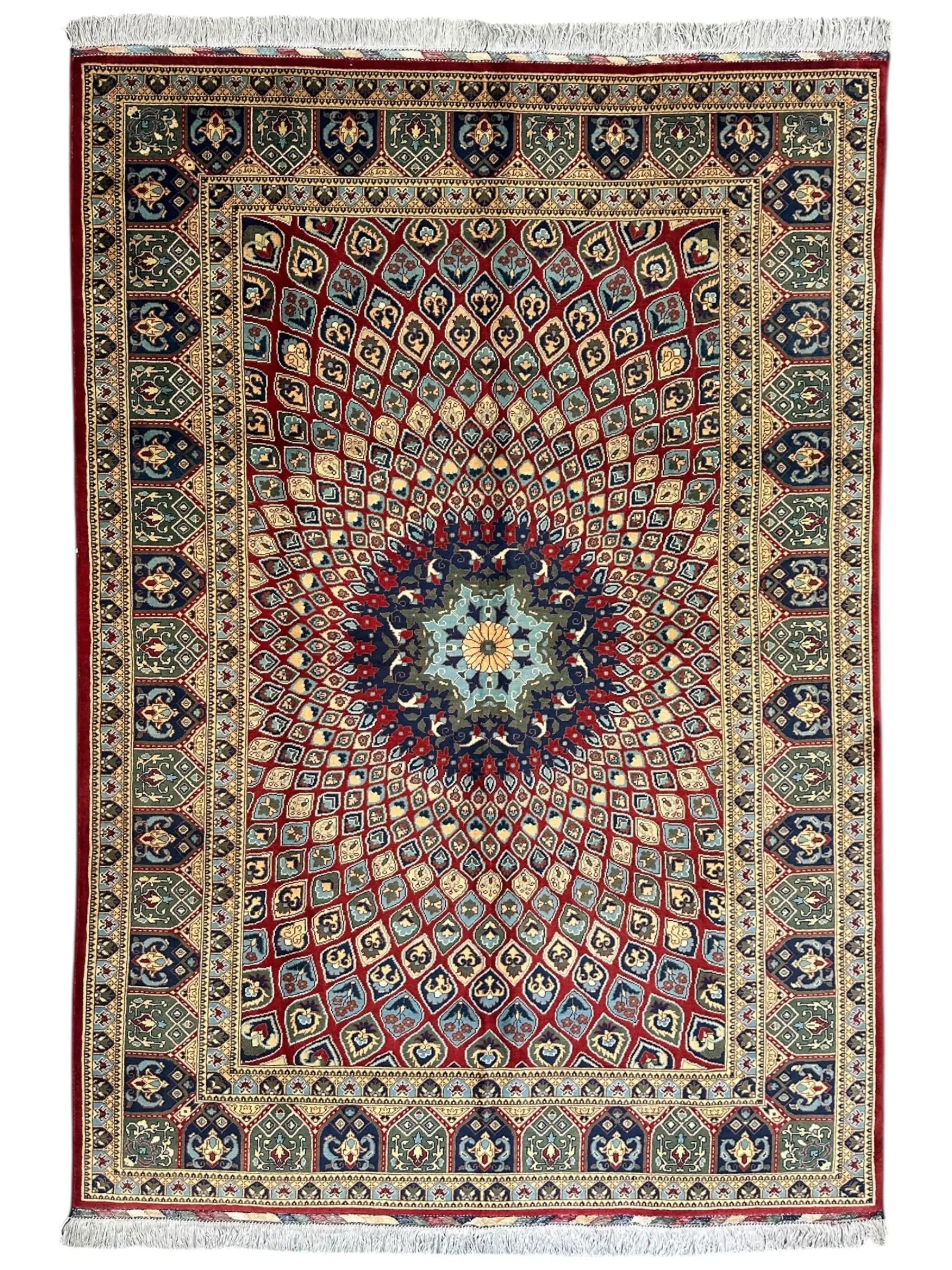 Afghani Parak Hand-Knotted Wool Rug | 6’6″ x 9’10″ Traditional Dome Motif Rugistan