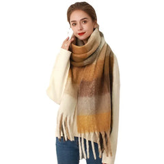 Women's Grid Patterned Scarf with Tassels Family Shopolf