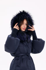 Genuine Fox Fur Trim Down Coat in Royal Blue Alaska® Outerwear Company