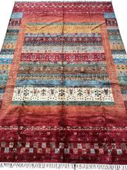 Afghani Khorjin Wool Rug – 7' x 9'10" – Vibrant Geometric & Tribal Patterns Rugistan