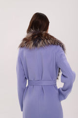 Genuine Silver Fox Virgin Wool Wrap Coat in Lavender Alaska® Outerwear Company