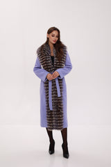 Genuine Silver Fox Virgin Wool Wrap Coat in Lavender Alaska® Outerwear Company