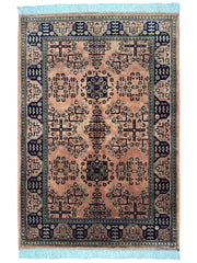 Hand-Knotted Bukharayi Rug – Peach 59” x 40” | Traditional Afghan Wool Rug Rugistan