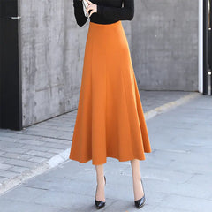 Women’s Elegant Long A-Line Skirt – Cotton, Black or Orange Family Shopolf