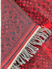 Hand-Knotted Turkoman Ersari Wool Rug – 6’7” x 9’6” – Rich Red Tones, Geometric Design Rugistan