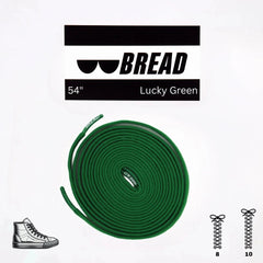 Green shoelace with 'BREAD' branding on a white background
