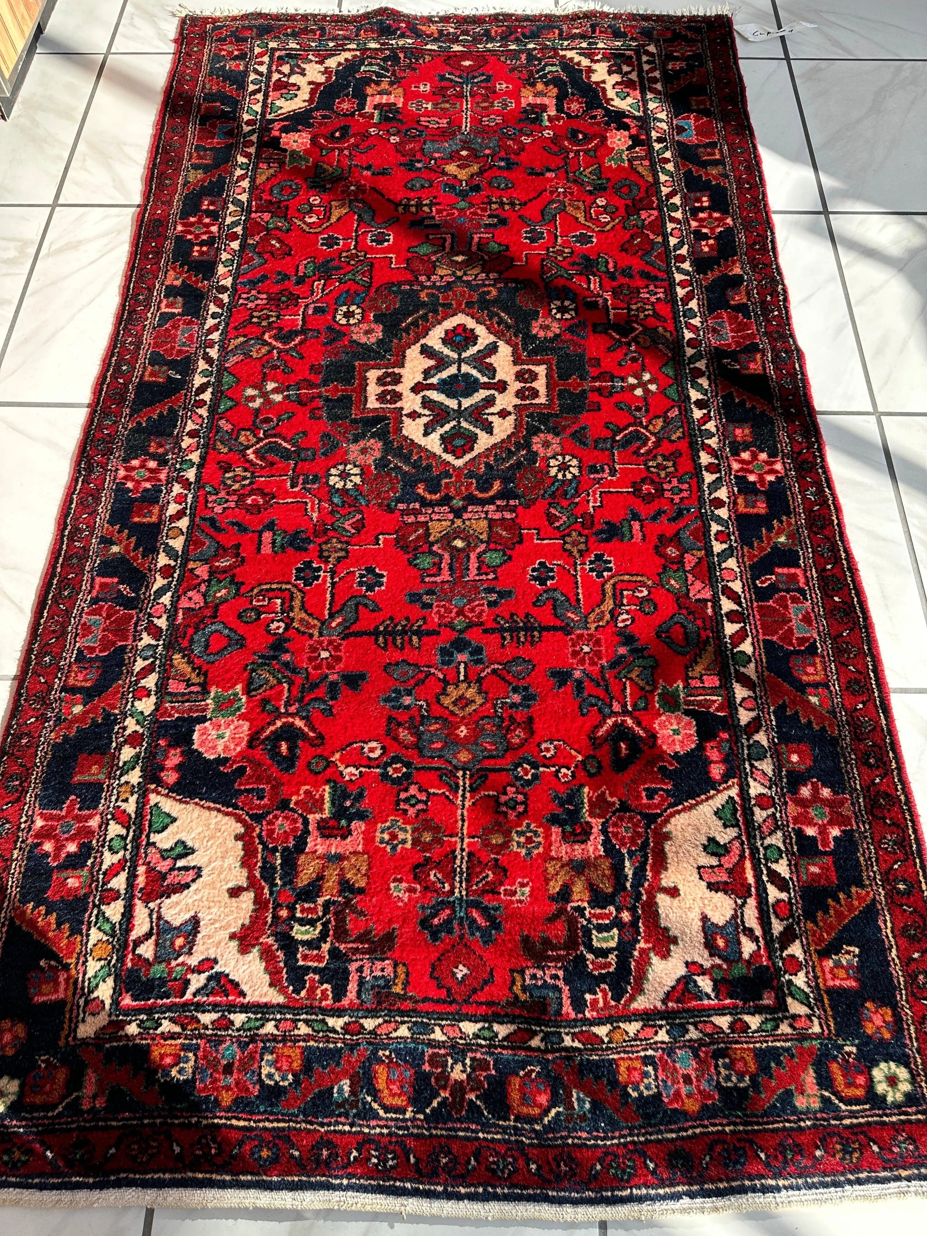 Hand-knotted Persian Hamadan wool Rug 3’8” x 6’4” Rugistan
