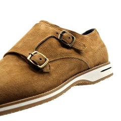 56-100-CGN LEGERRA Sueded Goatskin Monkstrap, Cognac