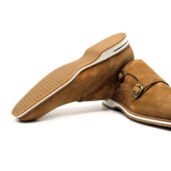 56-100-CGN LEGERRA Sueded Goatskin Monkstrap, Cognac