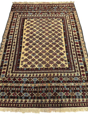 Hand-Woven Afghani Maliki Soumak Wool Kilim Rug - 4'2" x 6' Rugistan