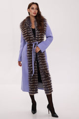 Genuine Silver Fox Virgin Wool Wrap Coat in Lavender Alaska® Outerwear Company