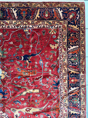 Hand-Knotted Afghani Bidjar Wool Rug – 9’x12’6” – Intricate Geometric & Floral Motifs Rugistan