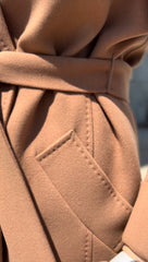 Genuine Polar Fox Tailored Cashmere Wool Coat