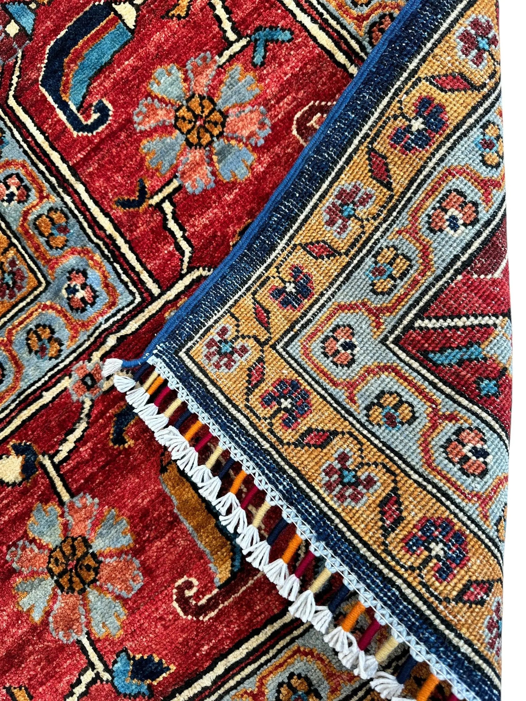 Hand-Knotted Afghani Bidjar Wool Rug – 9’x12’ – Intricate Geometric & Floral Motifs Rugistan
