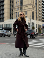Emily Classic Wool Blend Overcoat in Rich Chocolate