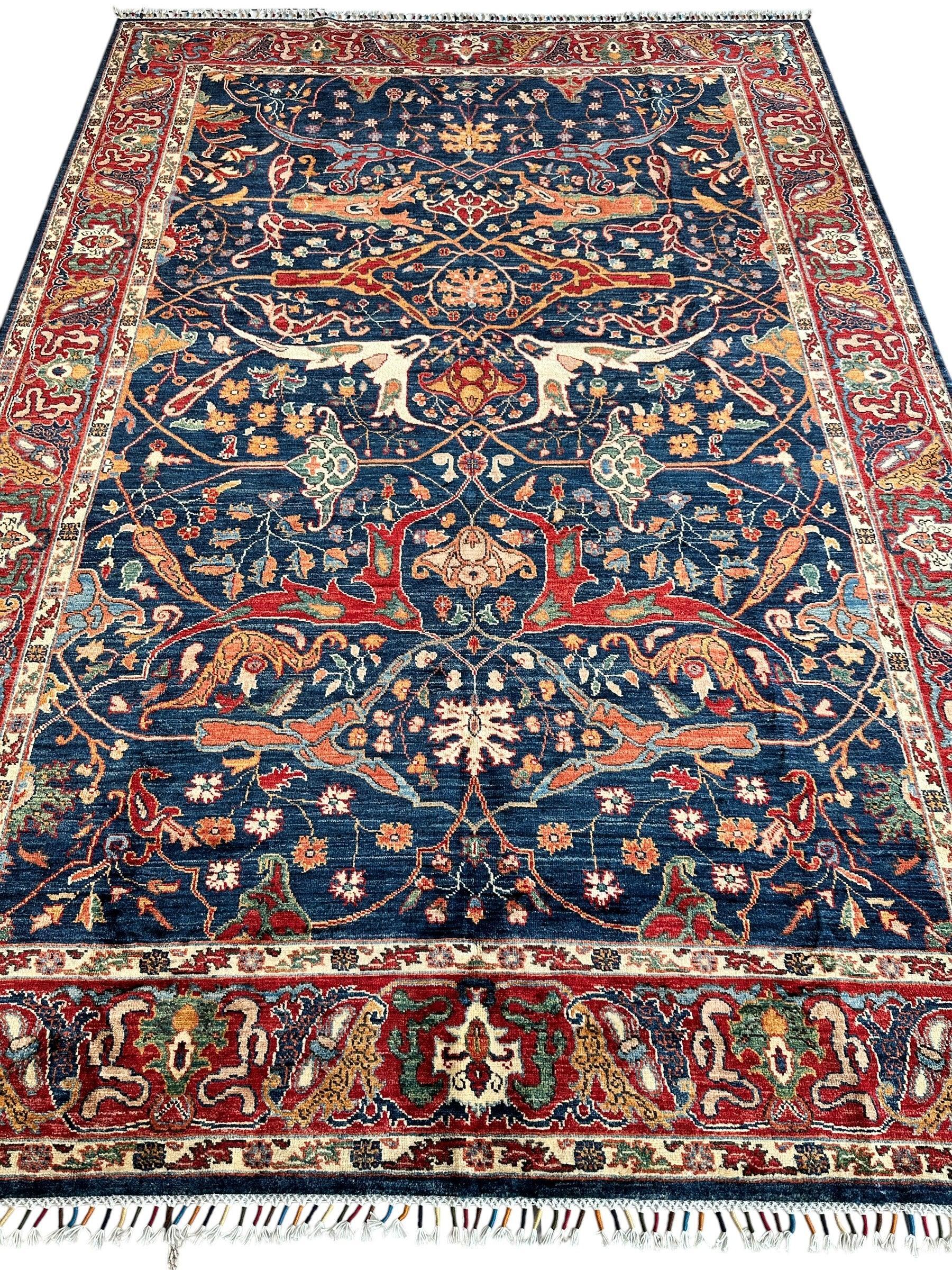 Hand-Knotted AfghanI Bidjar Ghazni Wool Rug – 6'7" x 9'10" – Elegant Floral Design Rugistan
