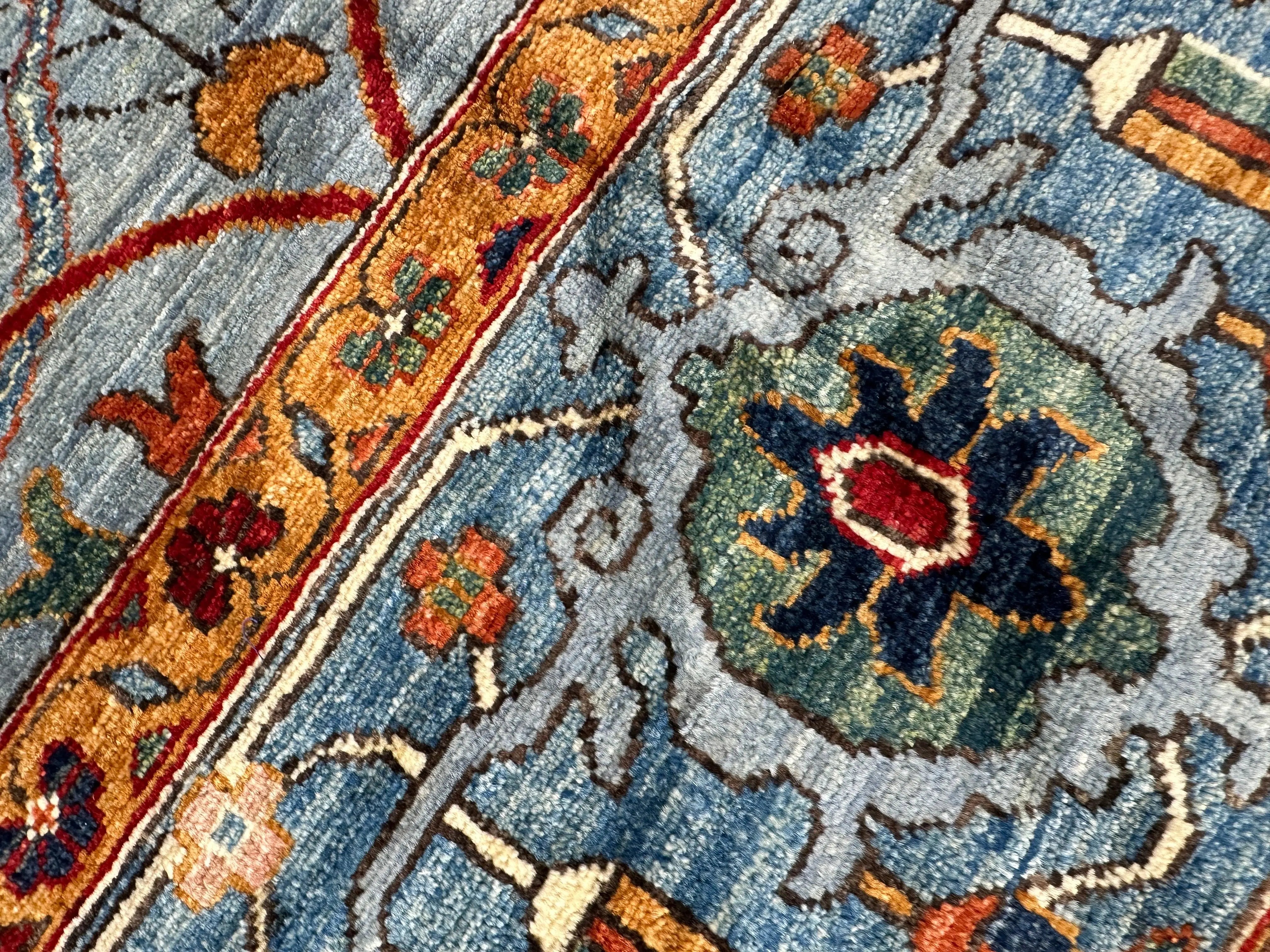 Hand-Knotted Trasitional Serapi Ghazni Wool Rug – 9’1” x 12’ – Intricate Floral Design Rugistan