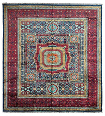 Hand-Knotted Mamluk Wool Rug – 8'4" x 9'9" – Intricate Geometric Masterpiece Rugistan