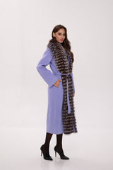Genuine Silver Fox Virgin Wool Wrap Coat in Lavender Alaska® Outerwear Company