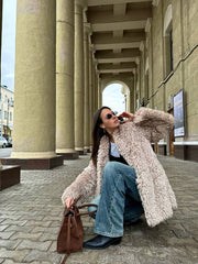 Faux Fur Coat with Leather Belt Alaska® Outerwear Company