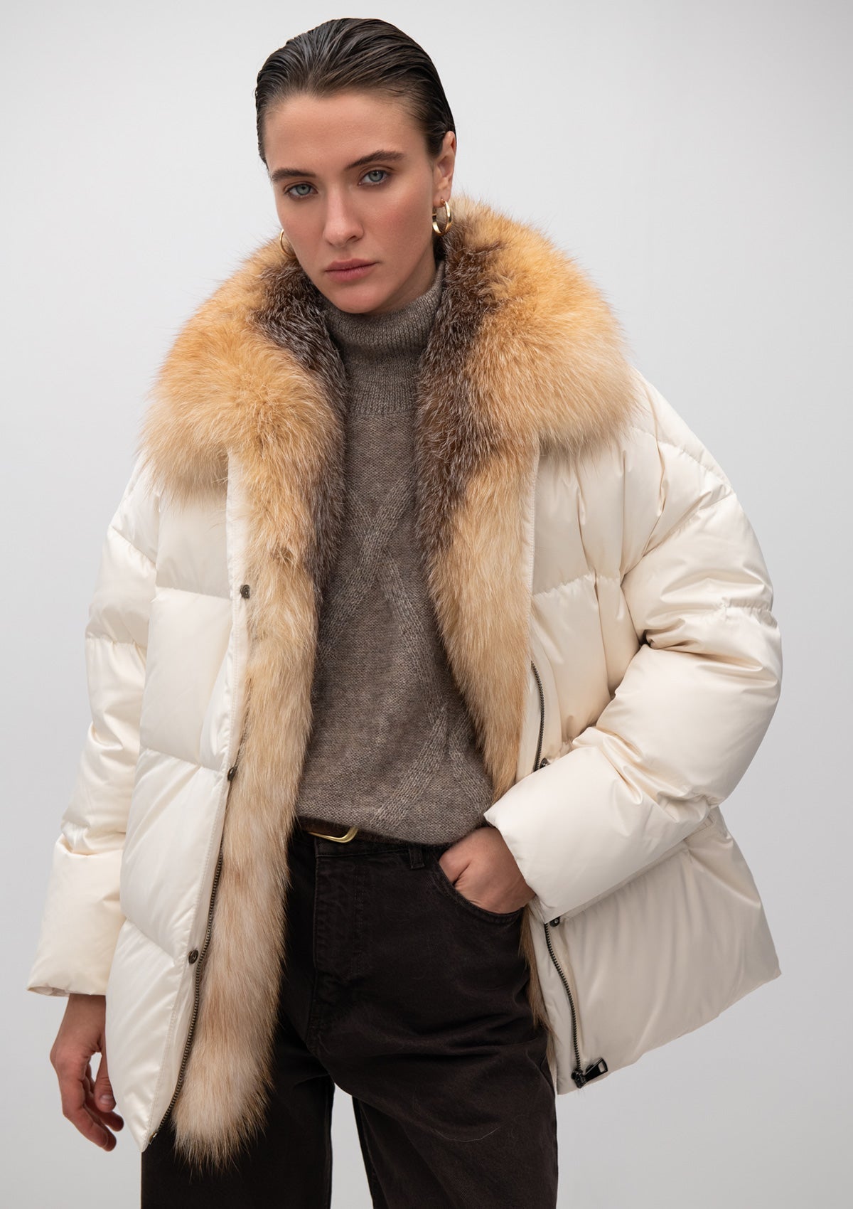 Macaire Genuine Silver Fox Fur Down Fill Coat Alaska® Outerwear Company