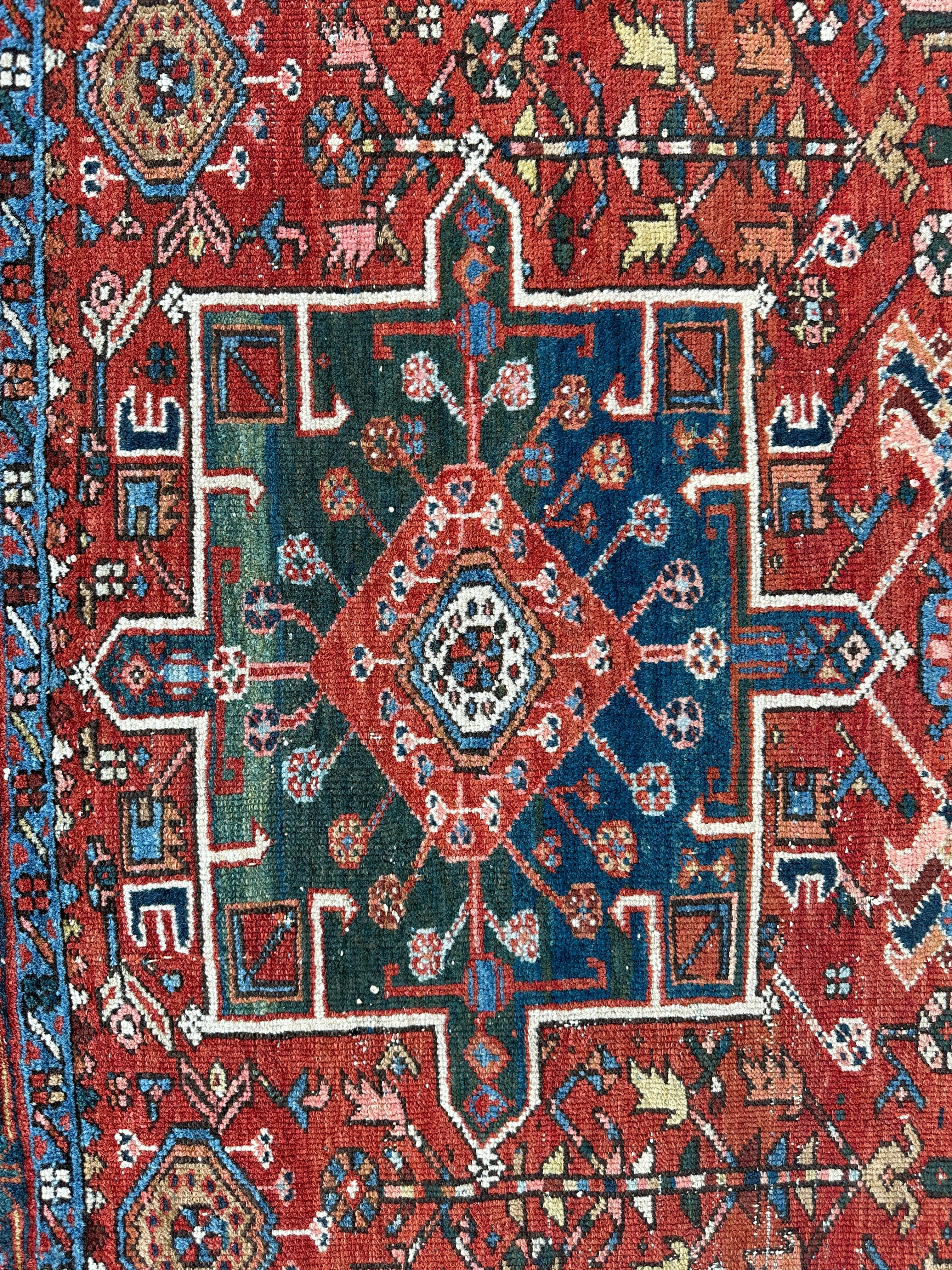 KARAJA Persian Antique Heriz Rug 4'9" x 6' Rugistan