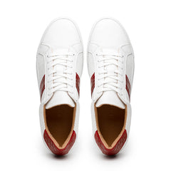 61-101-RED OLYMPIAS Italian Calfskin and Crocodile Stripe, Red