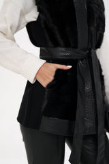 Genuine Mink Fur Leather Trim Wool Vest Alaska® Outerwear Company