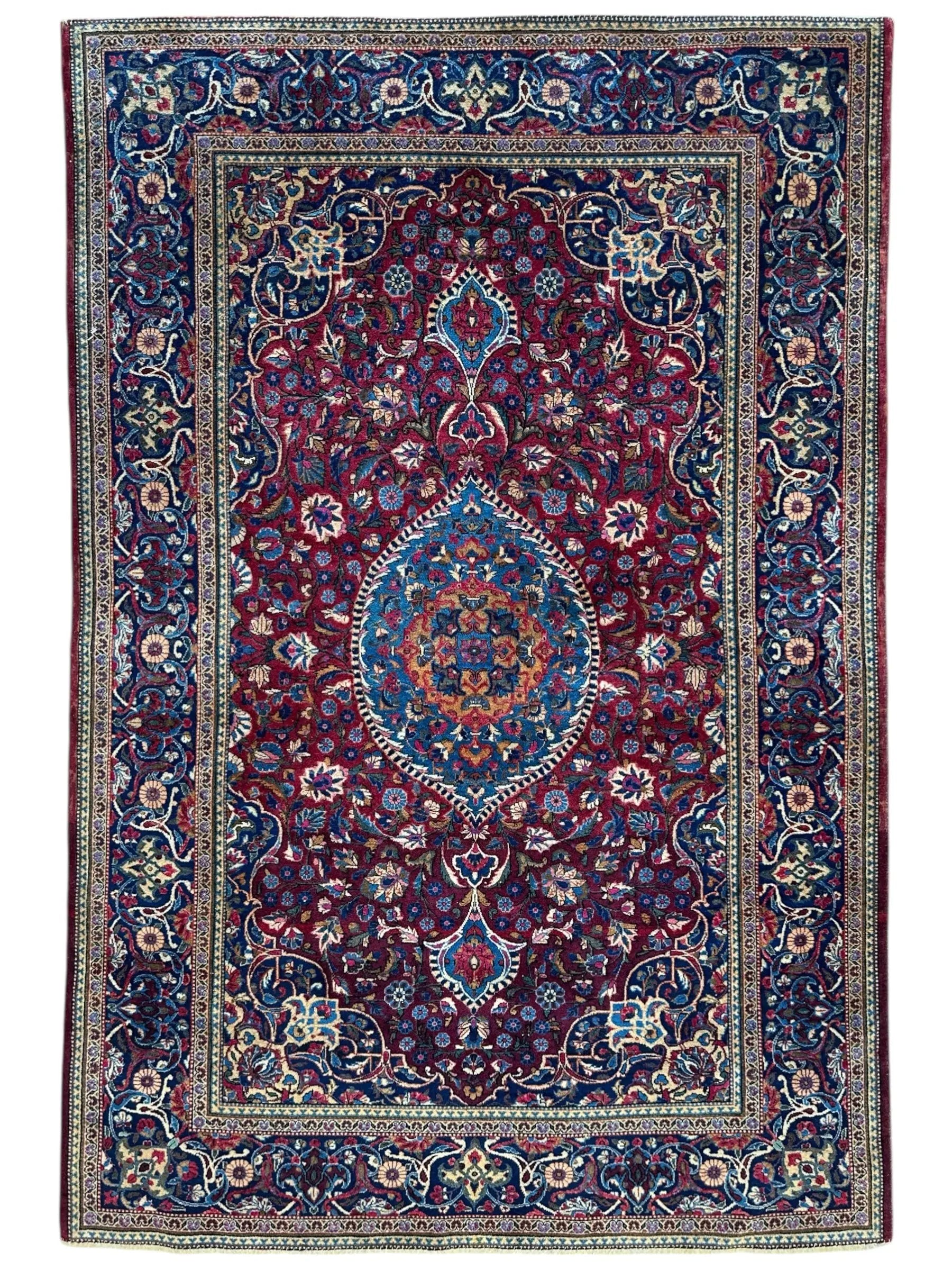 Antique Persian Kashan Debir Rug – 4’3” x 6’4” – Circa 1920s – Hand-Knotted Fine Wool Rugistan