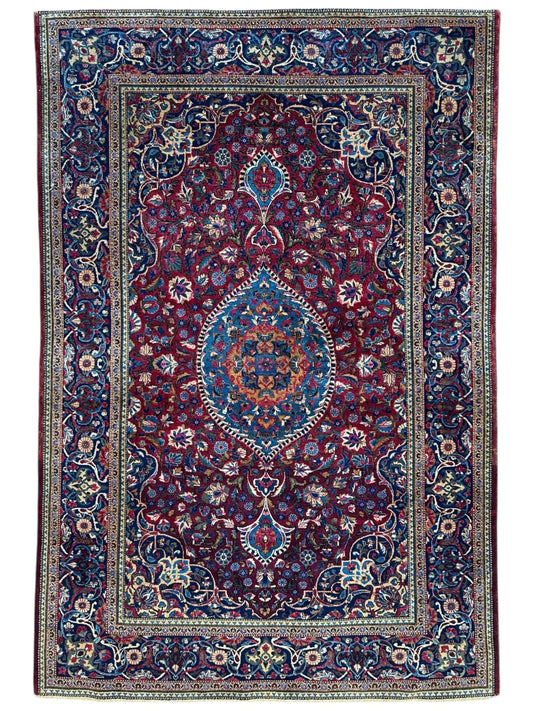 Antique Persian Kashan Debir Rug – 4’3” x 6’4” – Circa 1920s – Hand-Knotted Fine Wool Rugistan