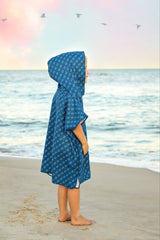 Microfiber blue fish waffle wearable towel Keep the Littles Wild