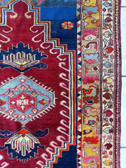 Hand-Knotted Antique Turkish Melas Wool Rug – 4'3" x 5'11" – Vibrant Geometric Motifs Rugistan