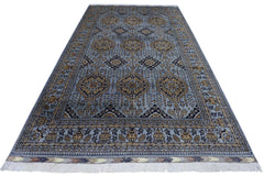 Hand-Knotted Zerkhaki Afghan Wool Area Rug – 6'11" x 10'3" | Elegant Grey-Toned Design Rugistan