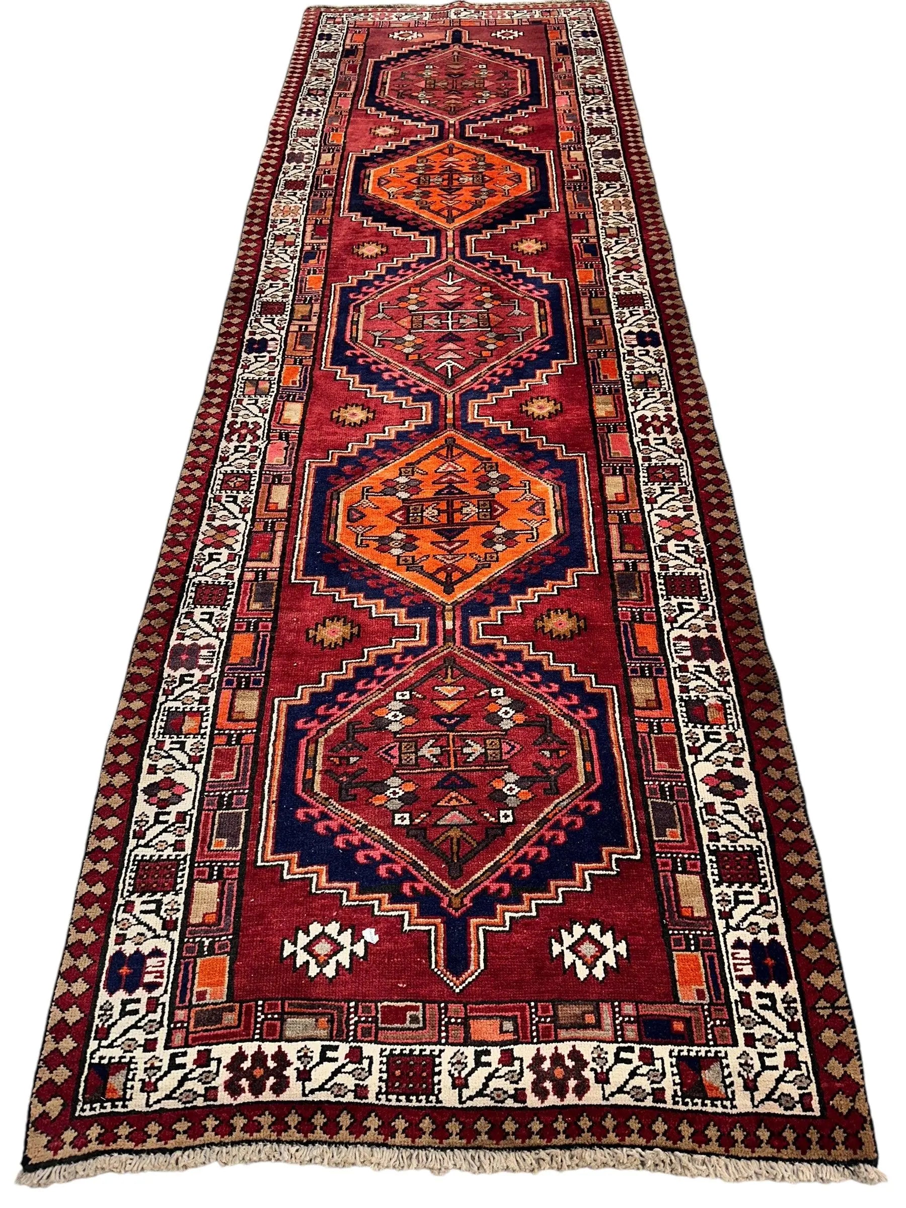 Vintage Persian Sarab Wool Runner Rug 3’4 x 10’7” Rugistan