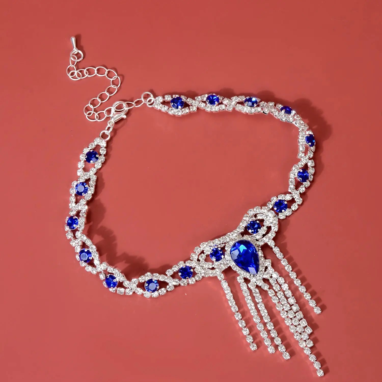 Blue Rhinestone Anklet Family Shopolf