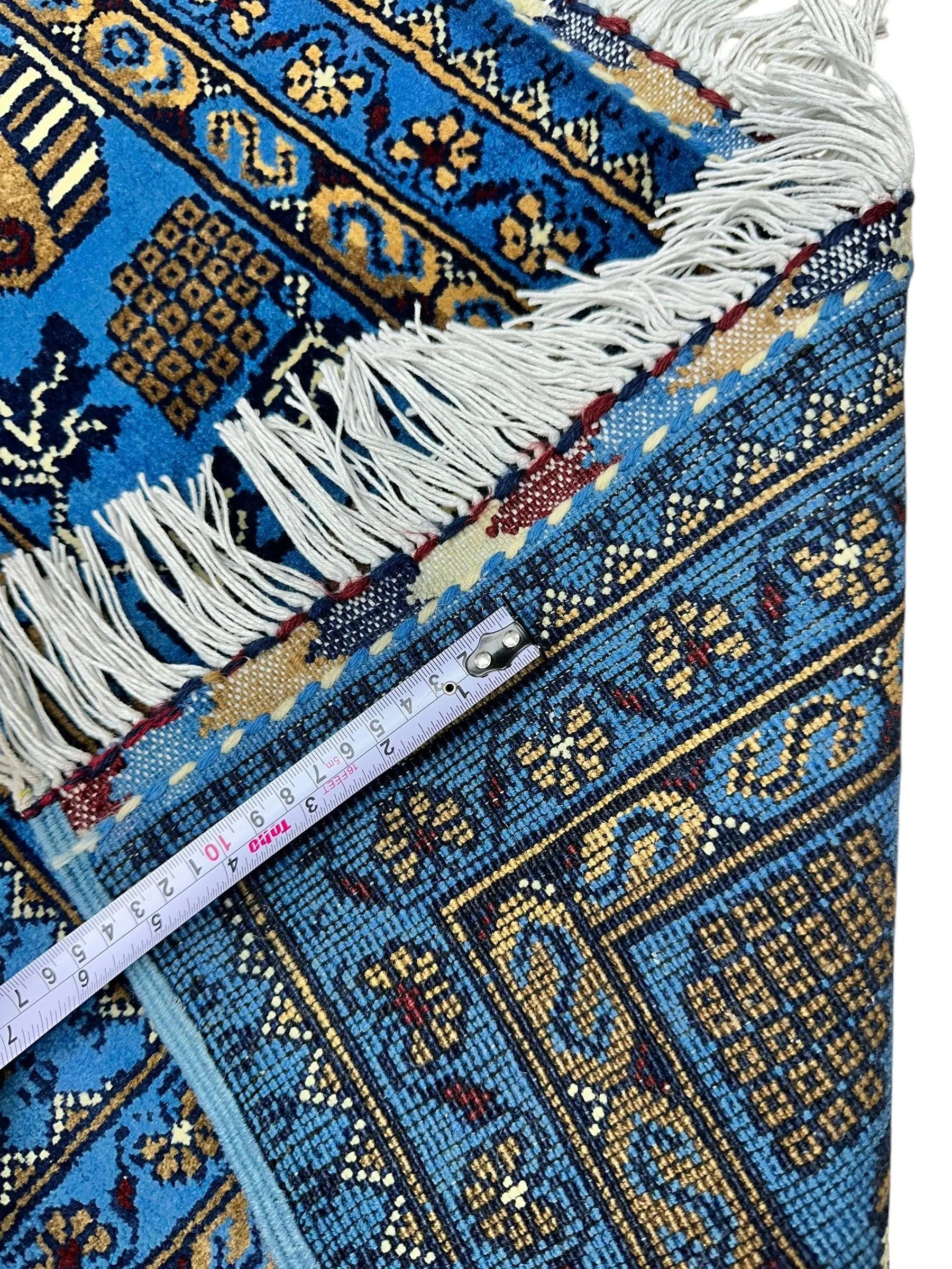 Hand-Knotted Zerkhaki Afghan Wool Area Rug – 6'6" x 10' | Elegant Blue Tones, Handmade Quality Rugistan