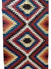 Hand-Knotted Afghan Kilim Wool Runner Rug – 2’8” x 12’4” – Vintage Full Geometric Design Rugistan