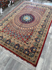 Afghani Parak Hand-Knotted Wool Rug | 6’6″ x 9’10″ Traditional Dome Motif Rugistan