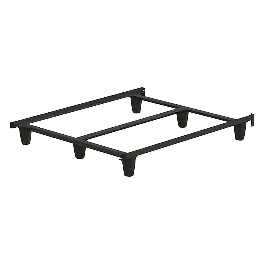 Black metal bed frame on a white background