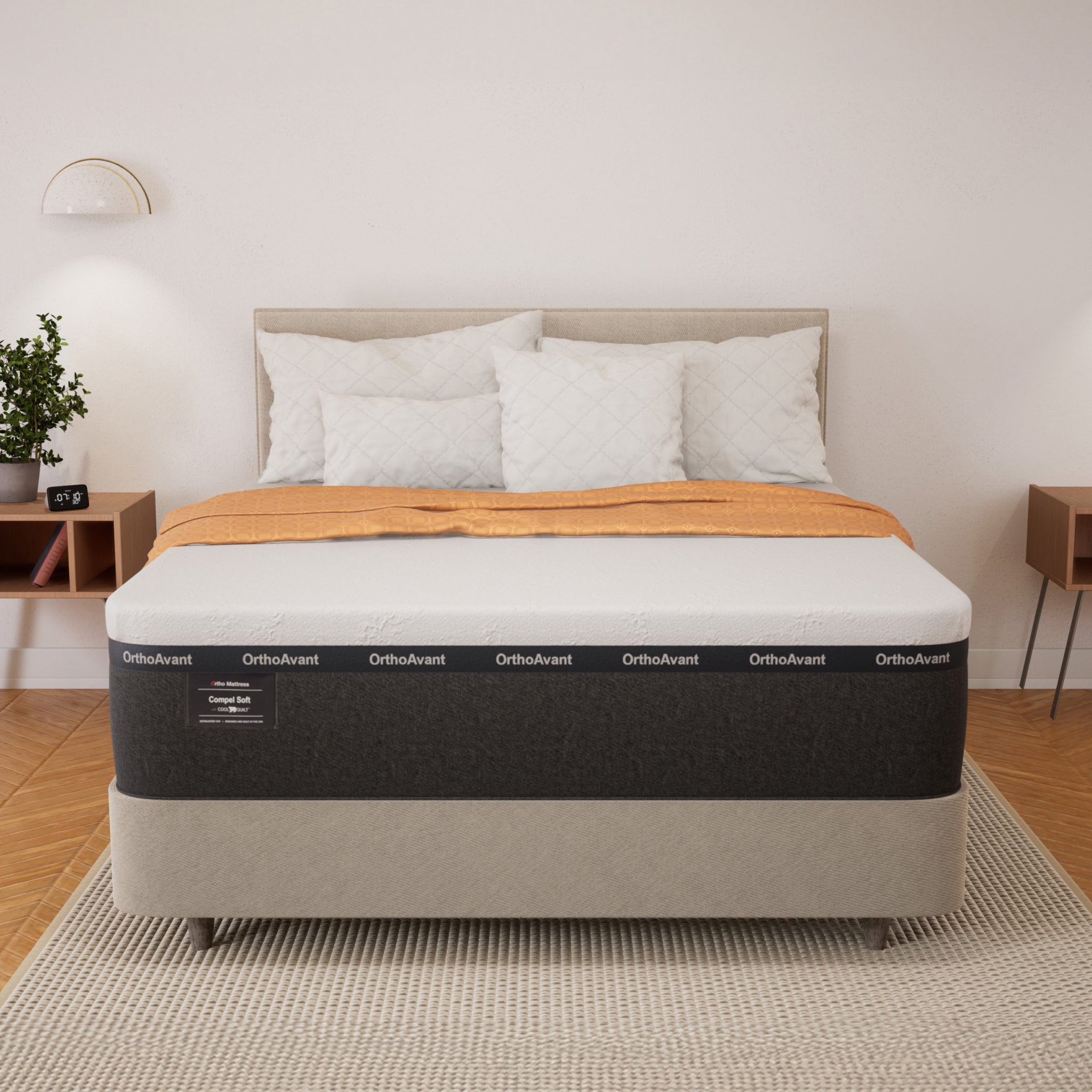 Bed with OrthoAvant mattress in a room setting