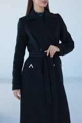 Alaska Classic Cashmere Blend Overcoat in Black