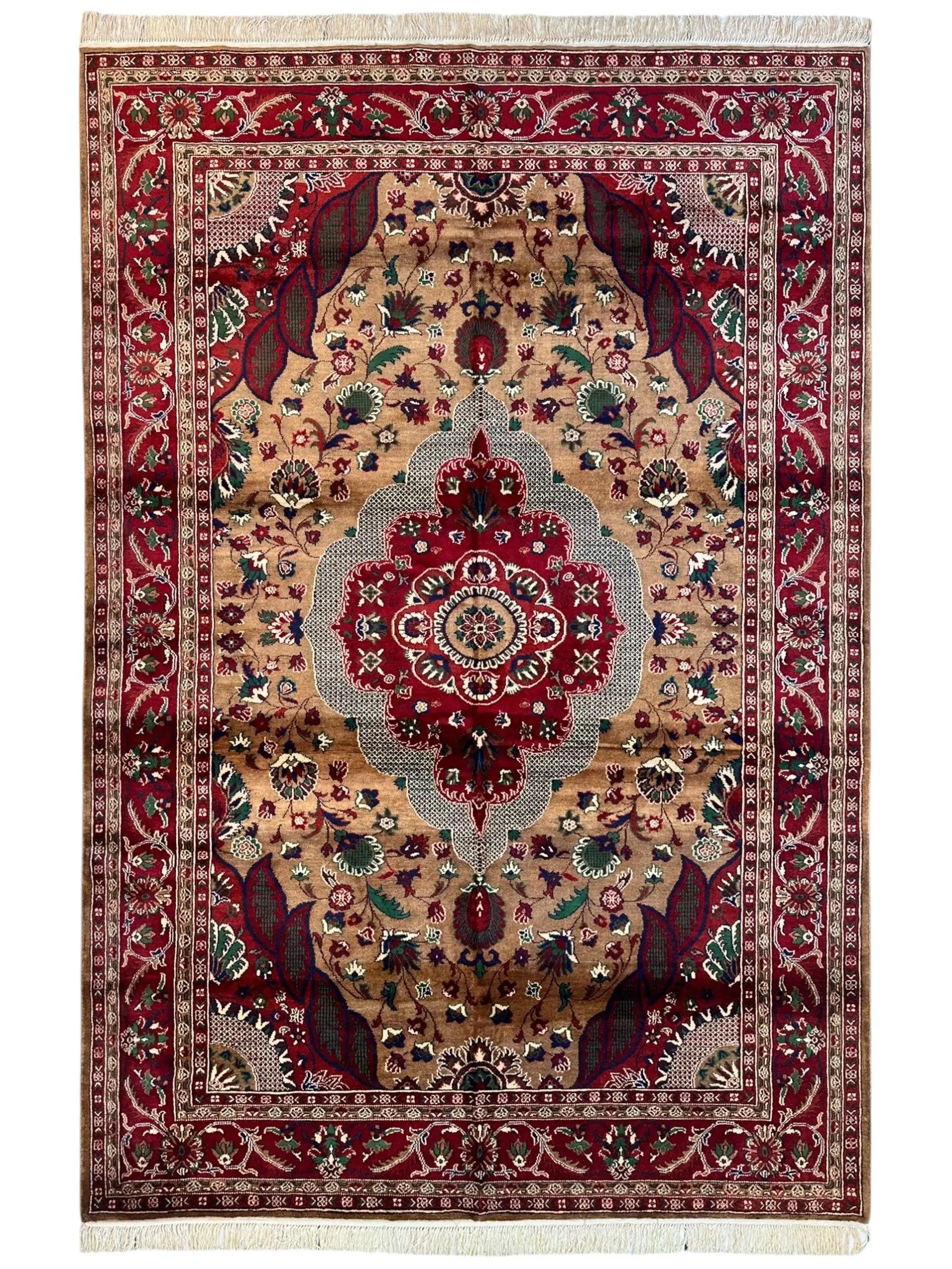 Hand-Knotted Afghan Garden Design Rug – 6’6” x 9’6” Rugistan
