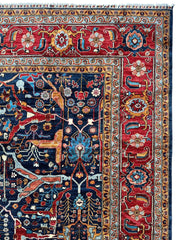 Hand-Knotted Afghani Bidjar Wool Rug – 9’x12’ – Intricate Geometric & Floral Motifs Rugistan