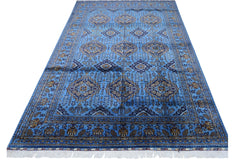 Hand-Knotted Zerkhaki Afghan Wool Area Rug – 6'6" x 10' | Elegant Blue Tones, Handmade Quality Rugistan