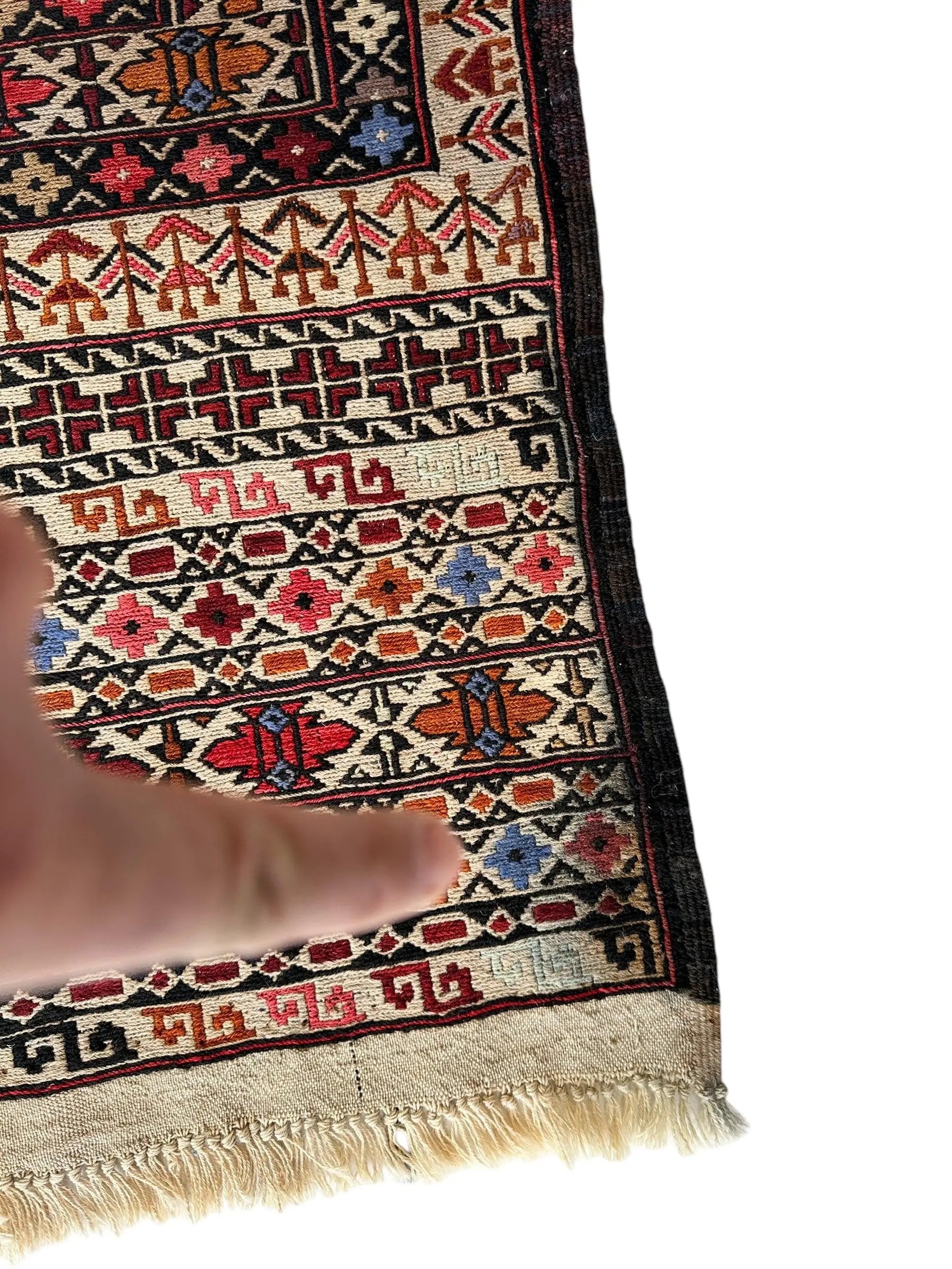 Hand-Woven Afghani Maliki Soumak Wool Kilim Rug - 4'2" x 6'6" Rugistan