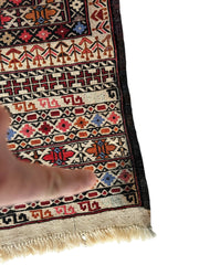 Hand-Woven Afghani Maliki Soumak Wool Kilim Rug - 4'2" x 6'6" Rugistan