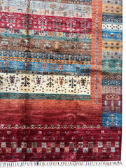 Afghani Khorjin Wool Rug – 7' x 9'10" – Vibrant Geometric & Tribal Patterns Rugistan