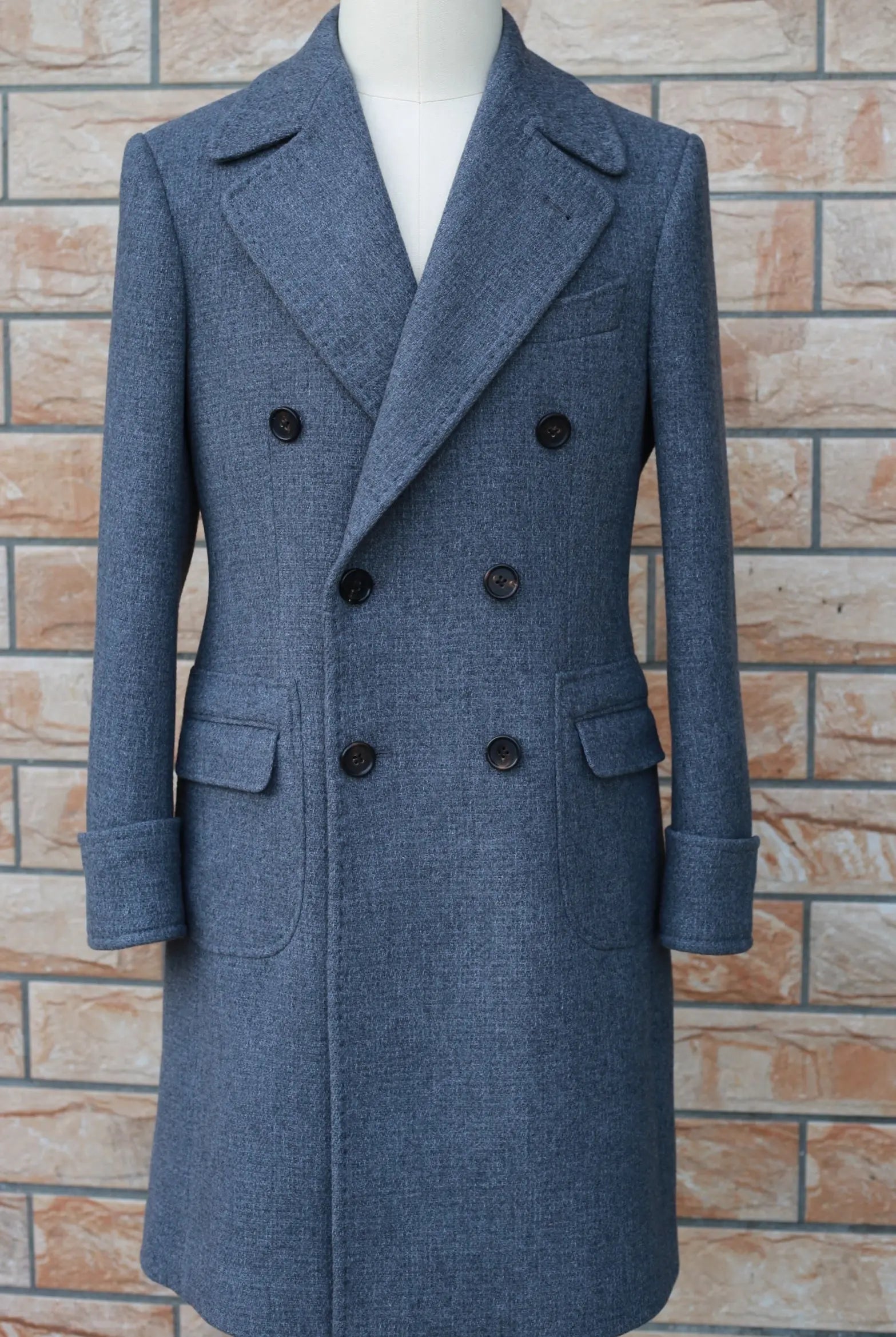Men's Wool Double Breasted Polo Coat Family Shopolf